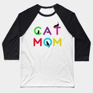 Funny Cat Mom Rainbow Graphic Design Baseball T-Shirt